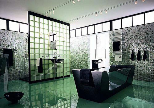 Mauve buurman Grafiek Glazen bouwstenen in badkamer – Interieur-inrichting.net